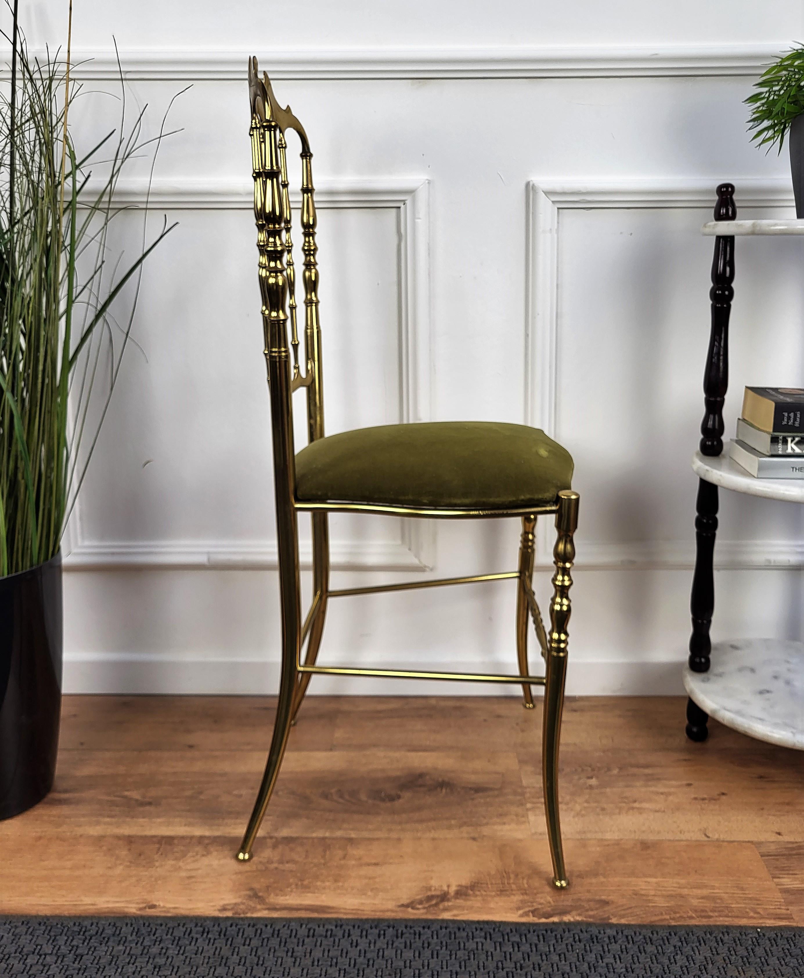 Hollywood Regency 1970s Italian Gilt Brass Chiavari Chair For Sale