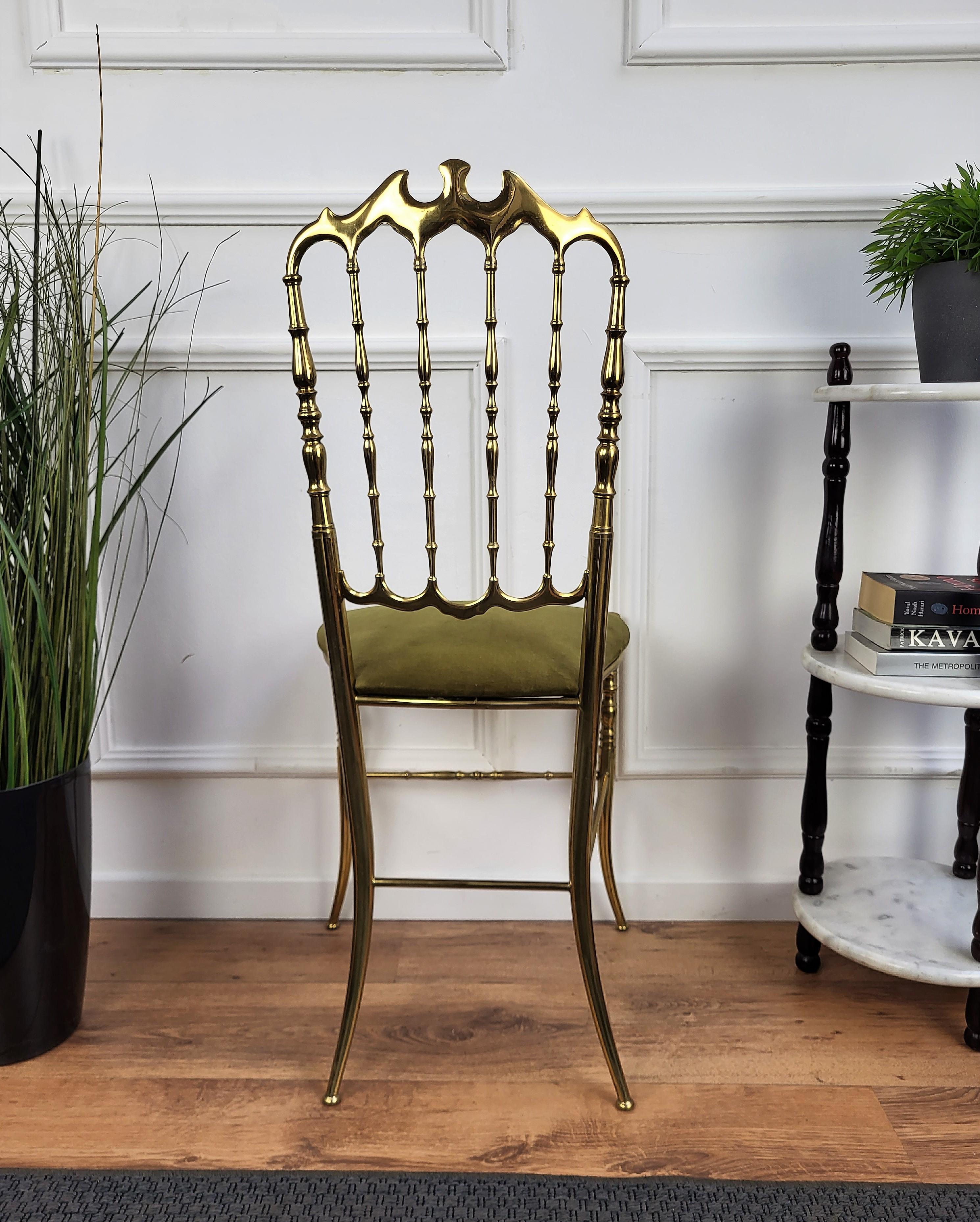 1970s Italian Gilt Brass Chiavari Chair In Good Condition For Sale In Carimate, Como