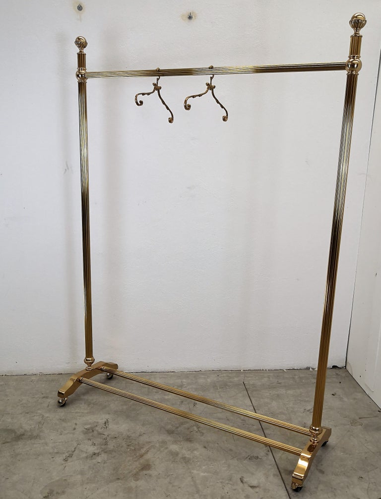 1970s Italian Gilt Brass Garment Rack, Clothing Rail, Dress Hanger at