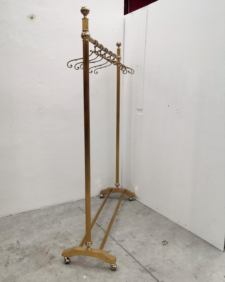 1970s Italian Gilt Brass Garment Rack, Clothing Rail, Dress Hanger at