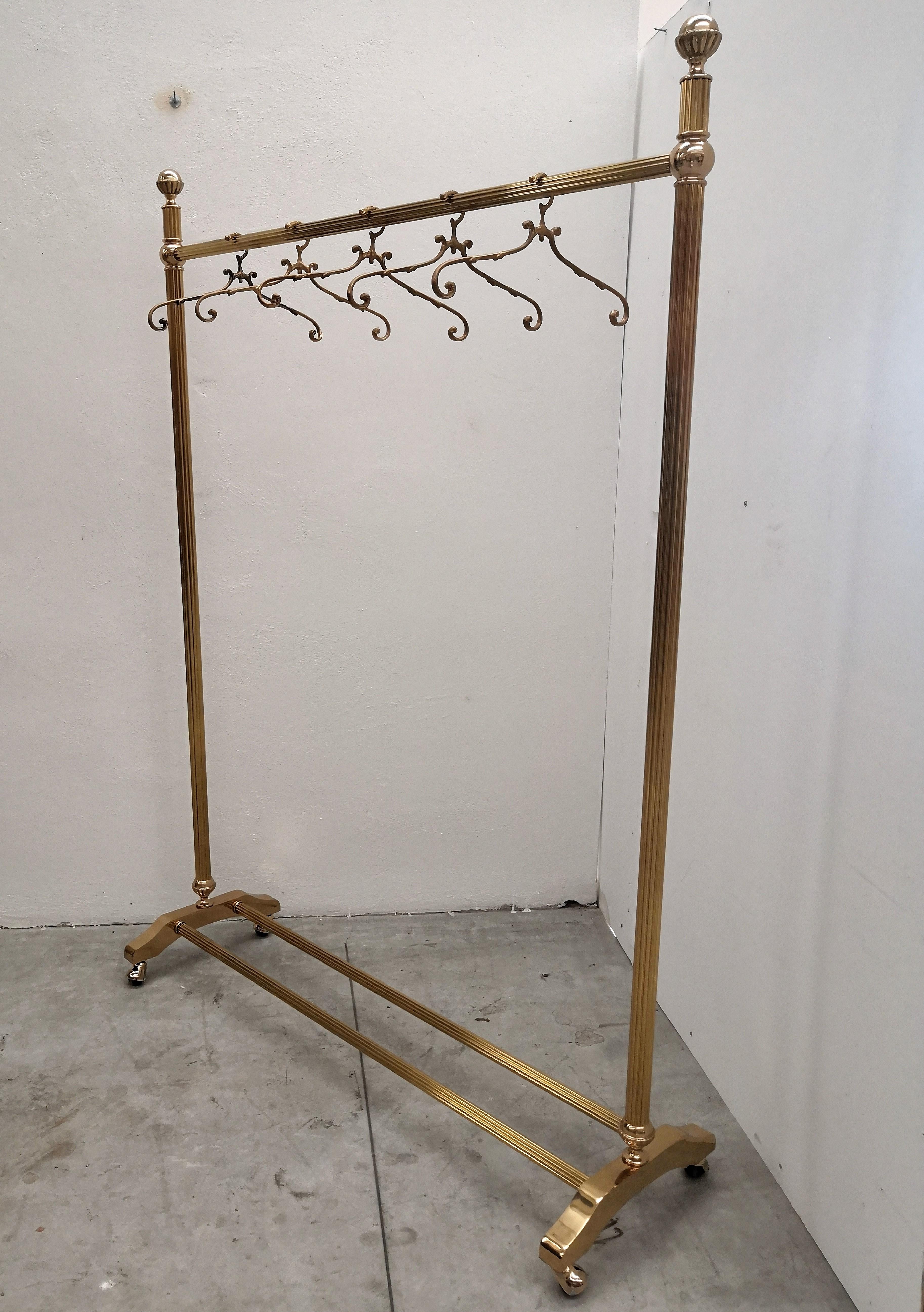 20th Century 1970s Italian Gilt Brass Garment Rack, Clothing Rail, Dress Hanger