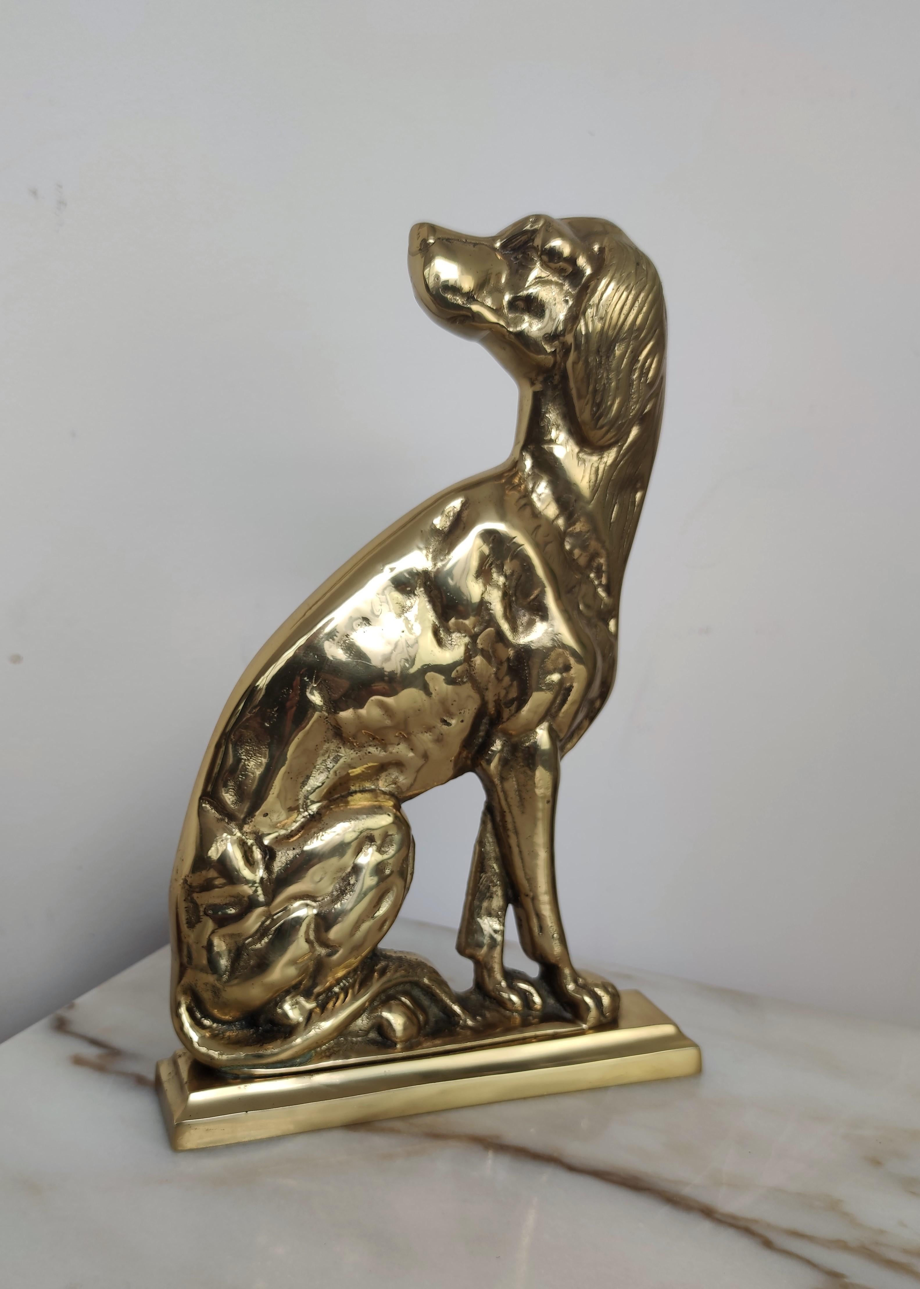 1970 Italian Gilt Brass Setter Dog Door Stop or Bookend Bon état - En vente à Carimate, Como