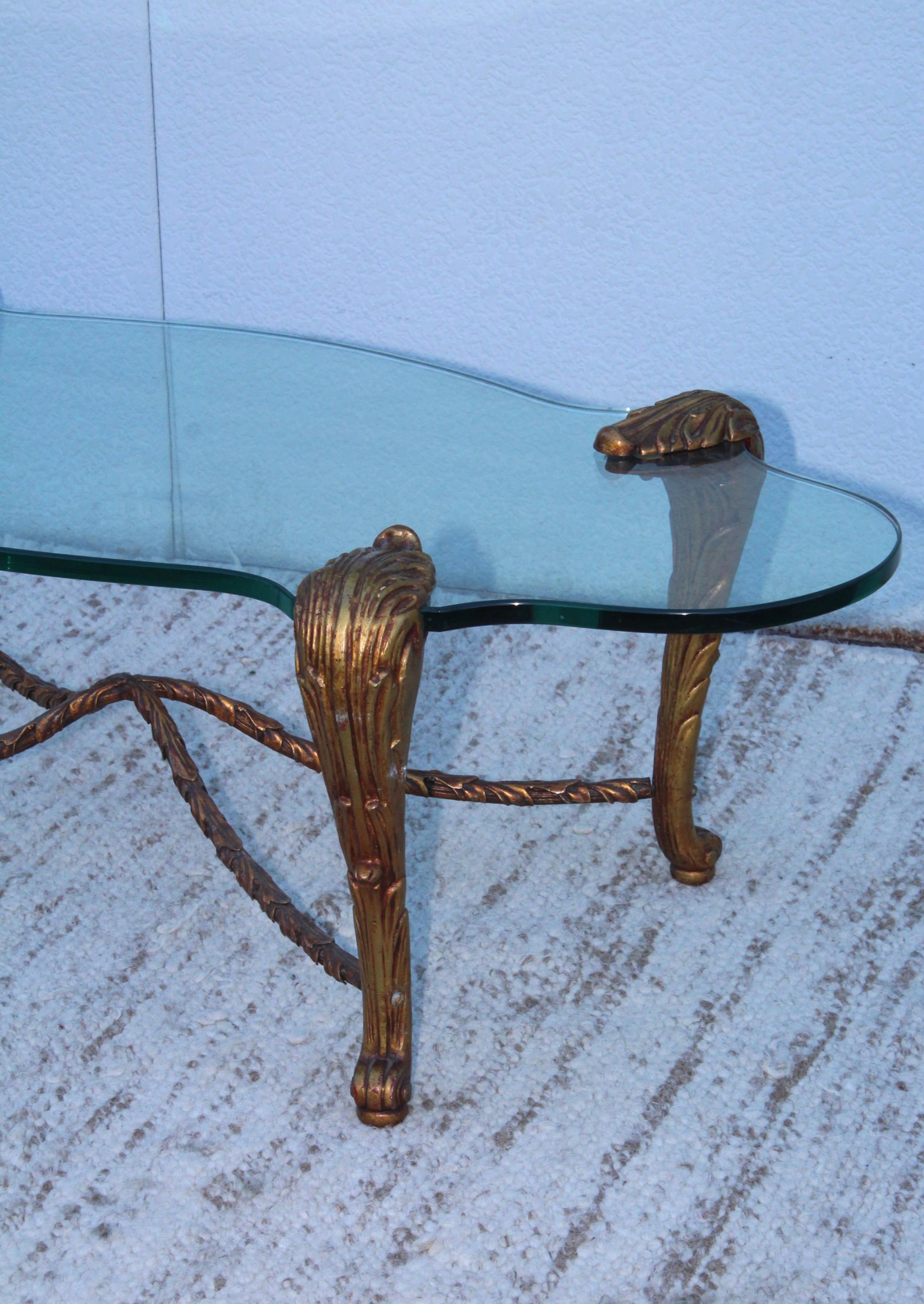 1970s Italian Gilt Coffee Table In Good Condition In New York, NY