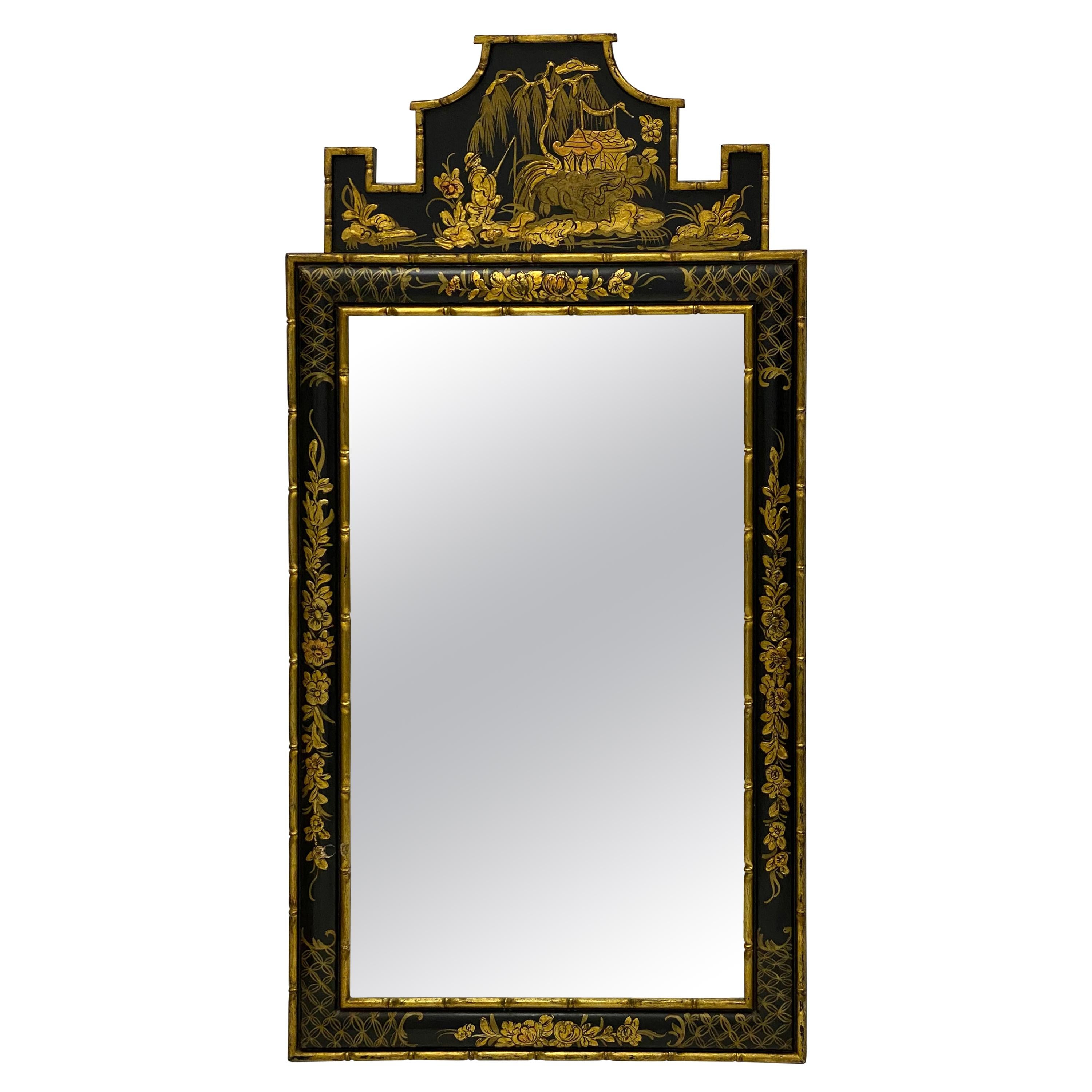 1970s Italian Giltwood Chinoiserie Mirror Attributed to Friedman Brothers