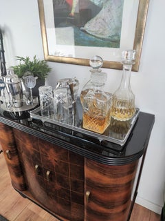 1970s Italian Glass and Metal Filigree Embossed Serving Cocktail Tray