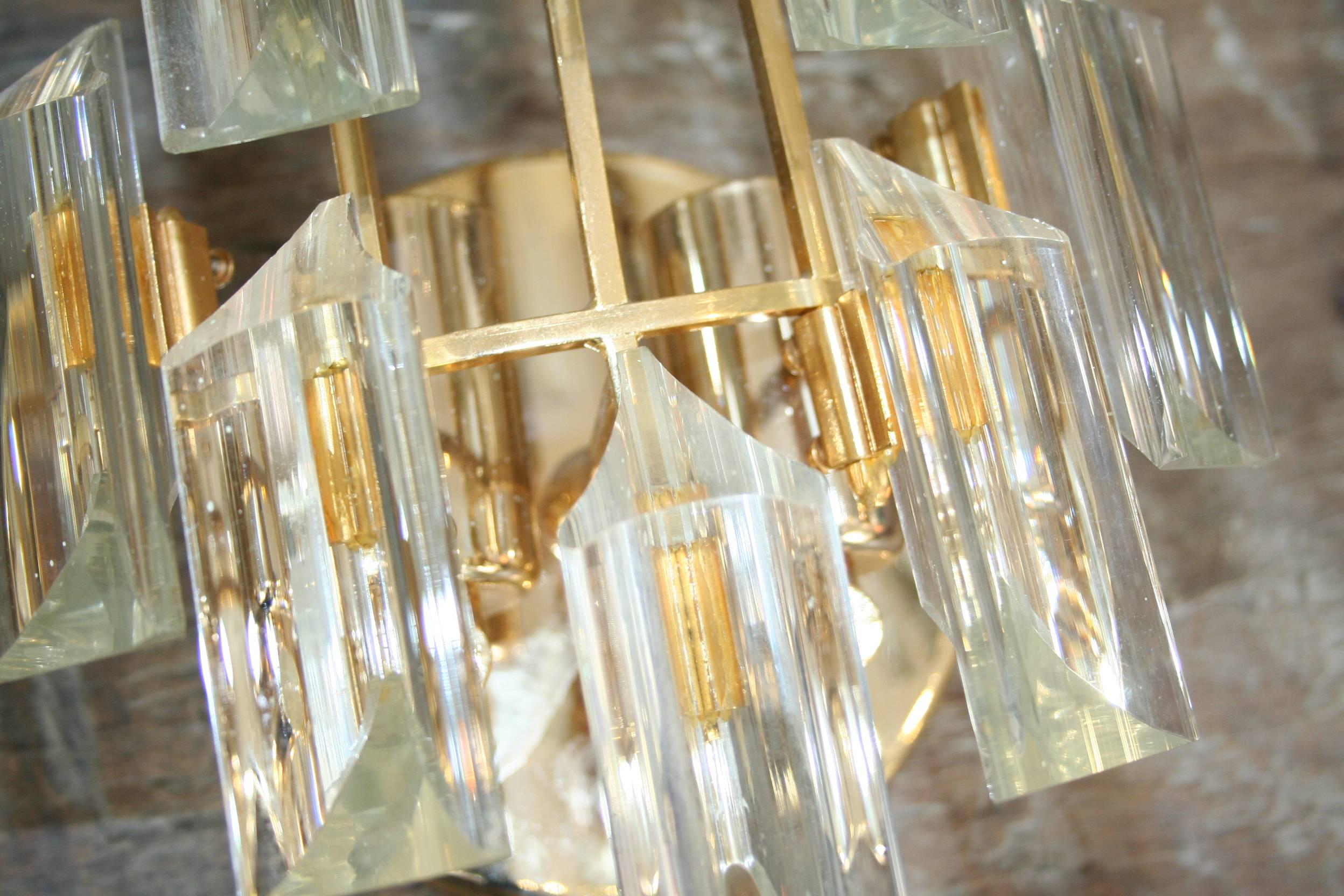 Mid-Century Modern 1970s Italian Glass and Metalled Sconces