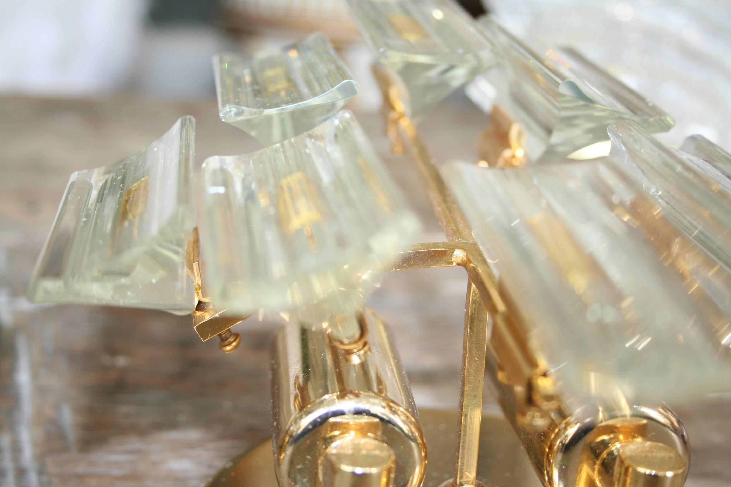 Late 20th Century 1970s Italian Glass and Metalled Sconces