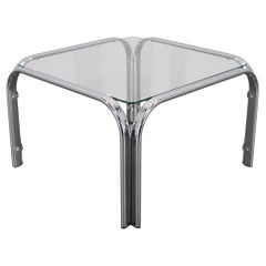 Italienischer quadratischer Couchtisch aus Glas, 1970er Jahre
