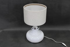 1970s Italian Glass Table Lamp with Boucle Fabric Shade