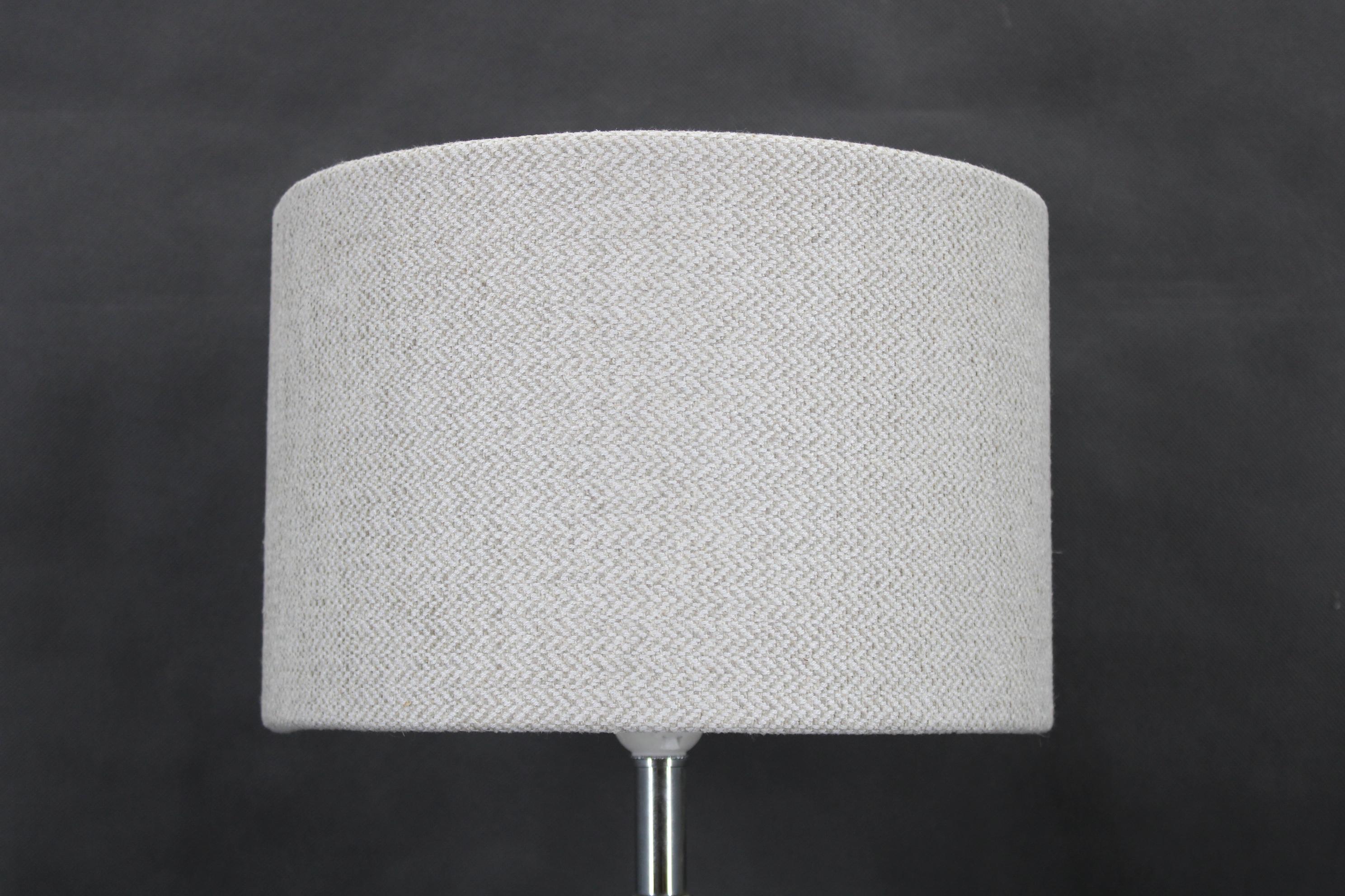 1970s Italian Glass Table Lamp with Boucle Fabric Shade (Italienisch) im Angebot