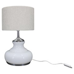 1970s Italian Glass Table Lamp with Boucle Fabric Shade