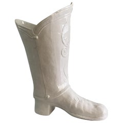 1970s Italian Glazed Ceramic Boot Umbrella Stand