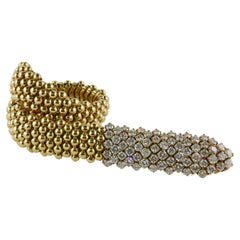 1970s Italian Gold and Diamond flexible Bracelet