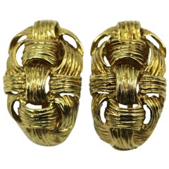 1970s Italian Gold Basketweave Earclips