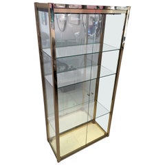 1970s Italian Gold Chrome, Mirror and Glass Display Cabinet Renato Zevi Style