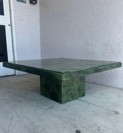 1970s Italian Green Marble Pedestal Square Coffee Table