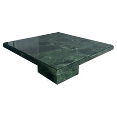 1970s Italian Green Marble Pedestal Square Coffee Table