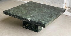 1970s Italian Green Marble Stone Square Coffee Table