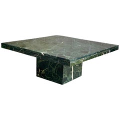 1970s Italian Green Marble Stone Square Coffee Table