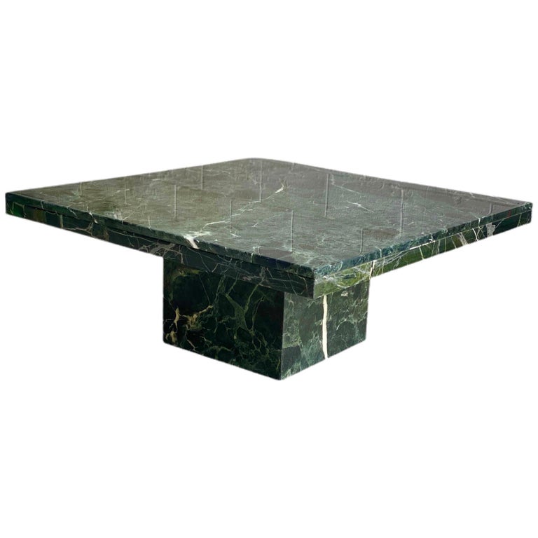 1970s Italian Green Marble Stone Square Coffee Table at 1stDibs green