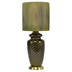 1970's Italian Green Mid-Century Murano Table Lamp by Tommaso Barbi