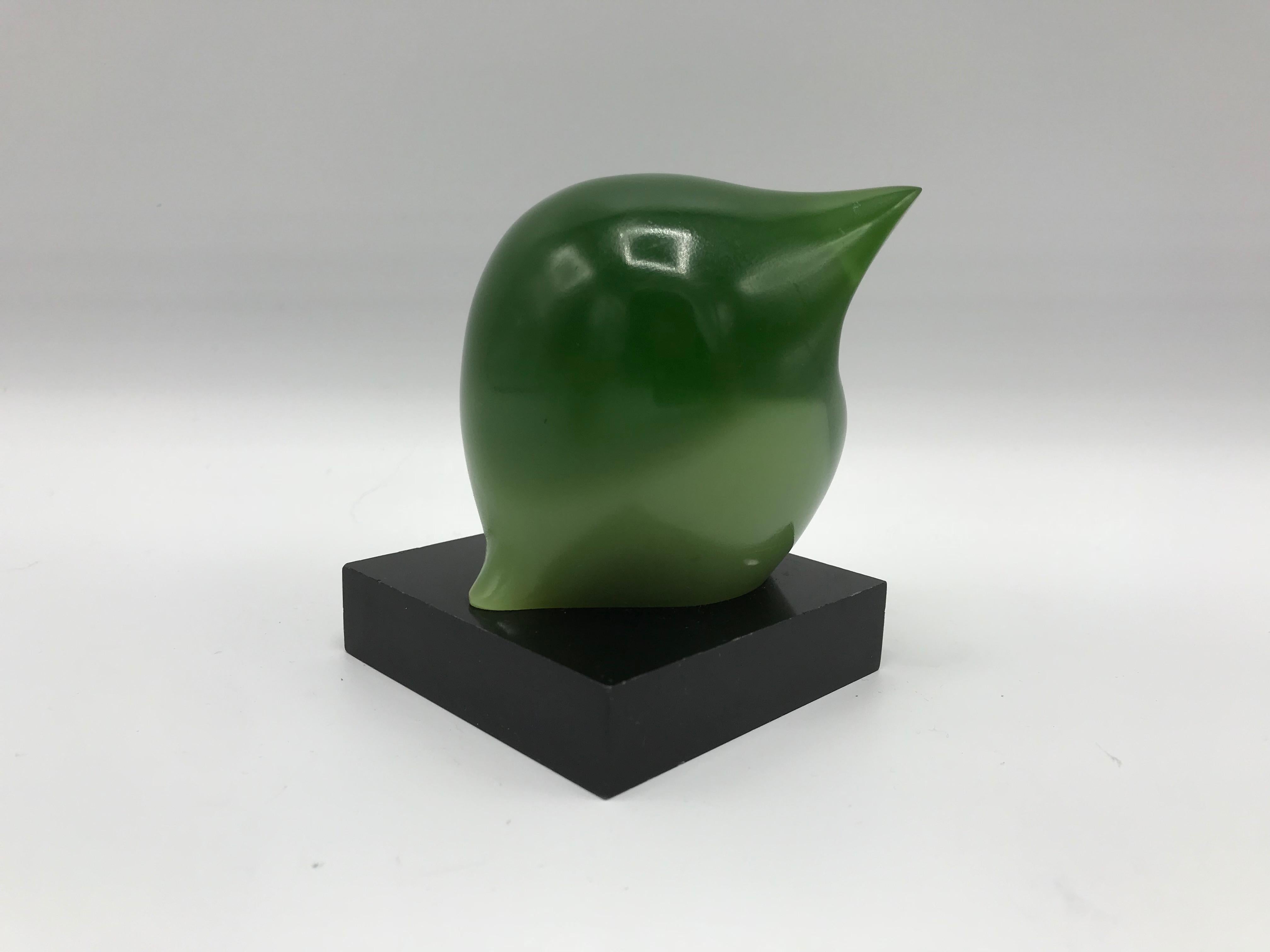 Modern 1970s Italian Green Resin Owl Sculpture