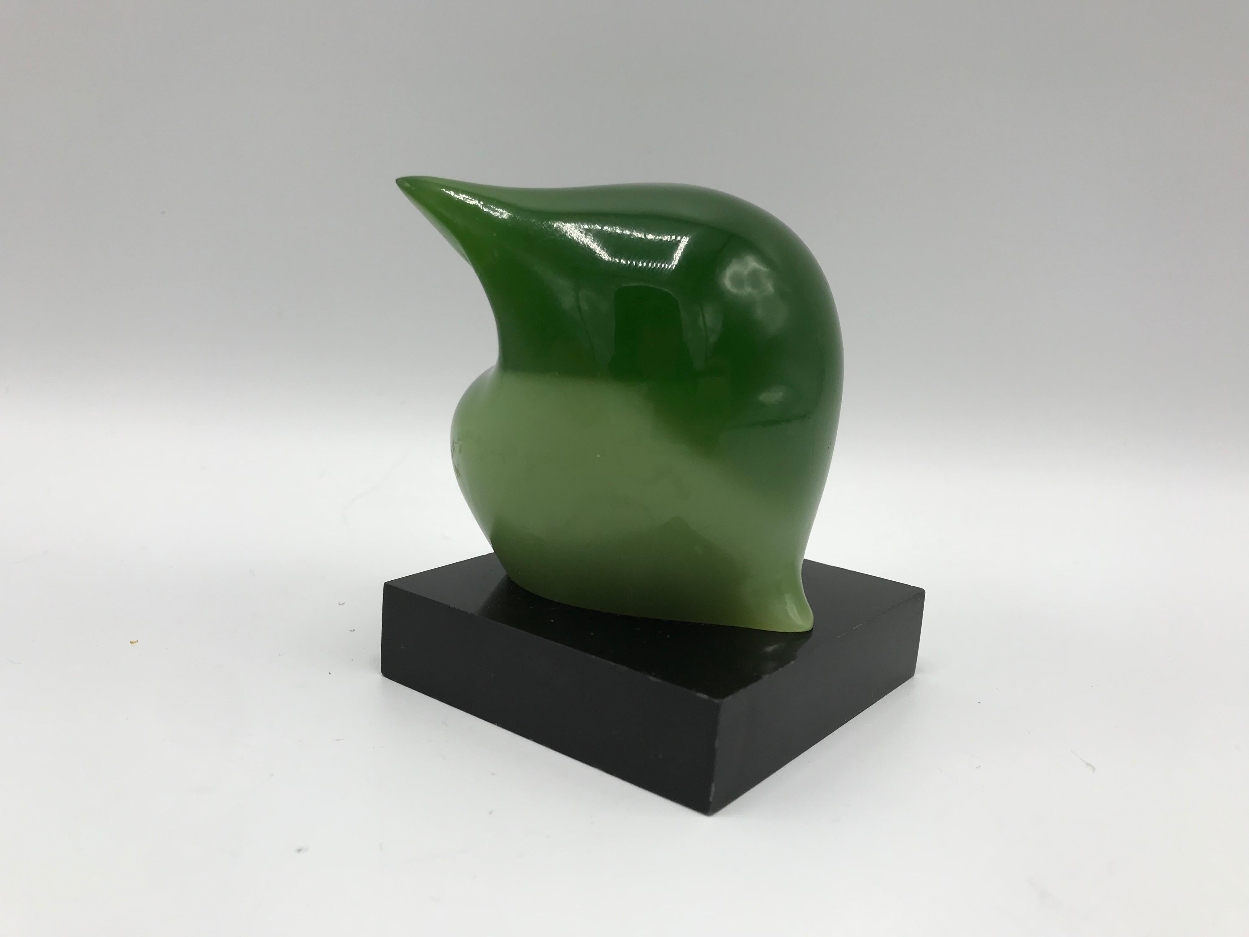 20th Century 1970s Italian Green Resin Owl Sculpture