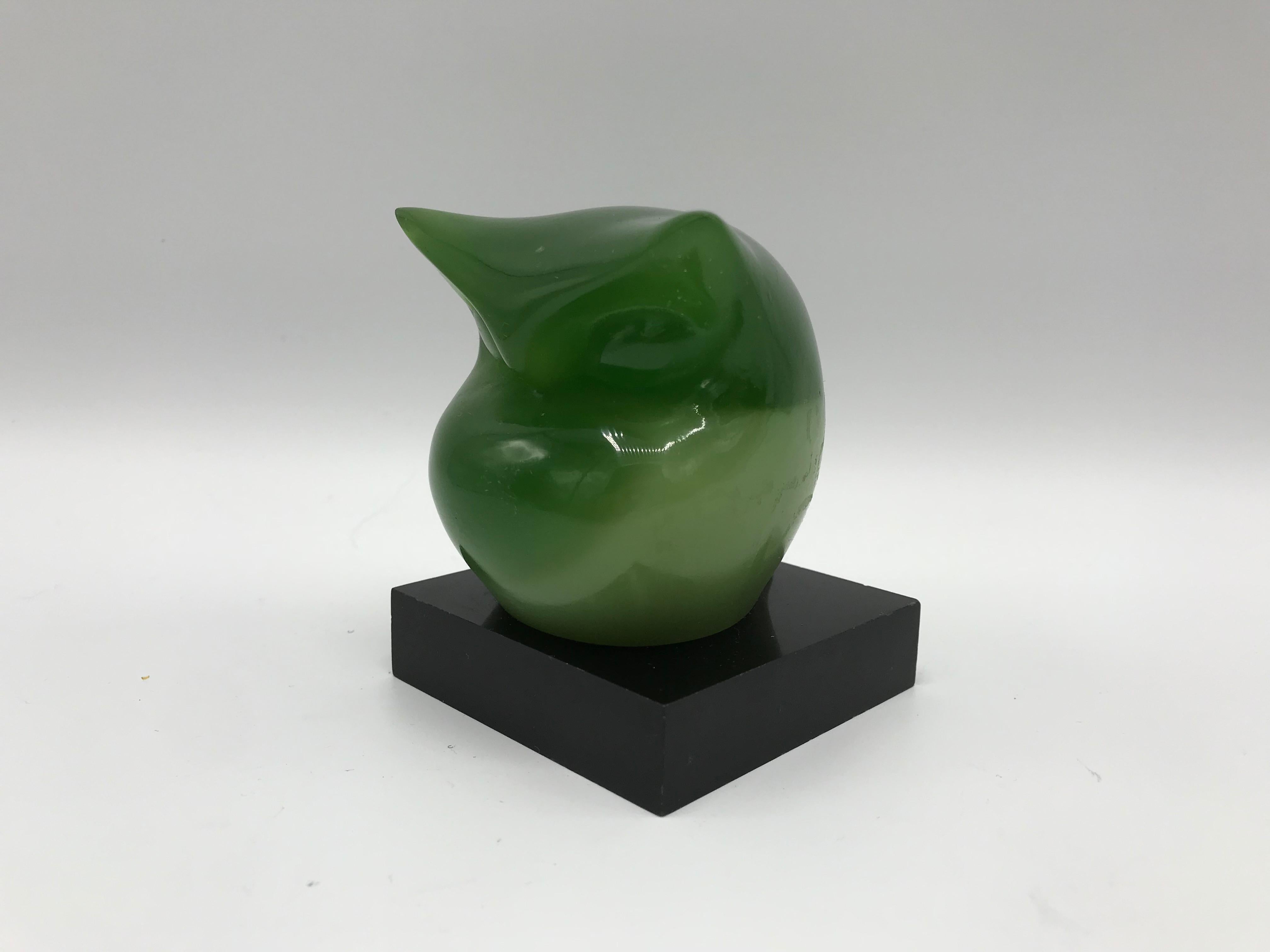 1970s Italian Green Resin Owl Sculpture 1