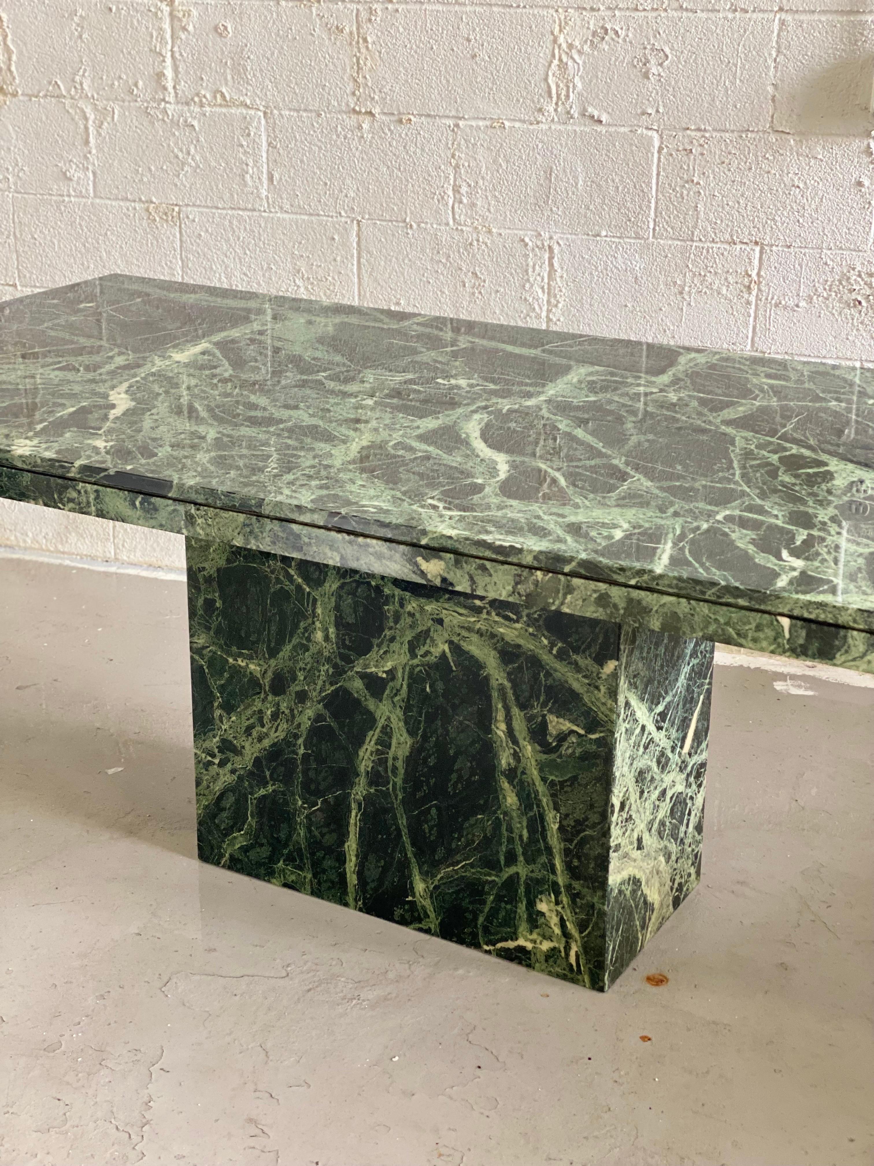 Modern 1970s Italian Green Verde Guatemalan Marble Rectangular Dining Table