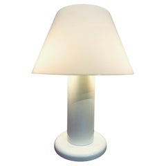 1970s Italian Guzzini White Lacquered Metal Table & Acrylic Shade Table Lamp