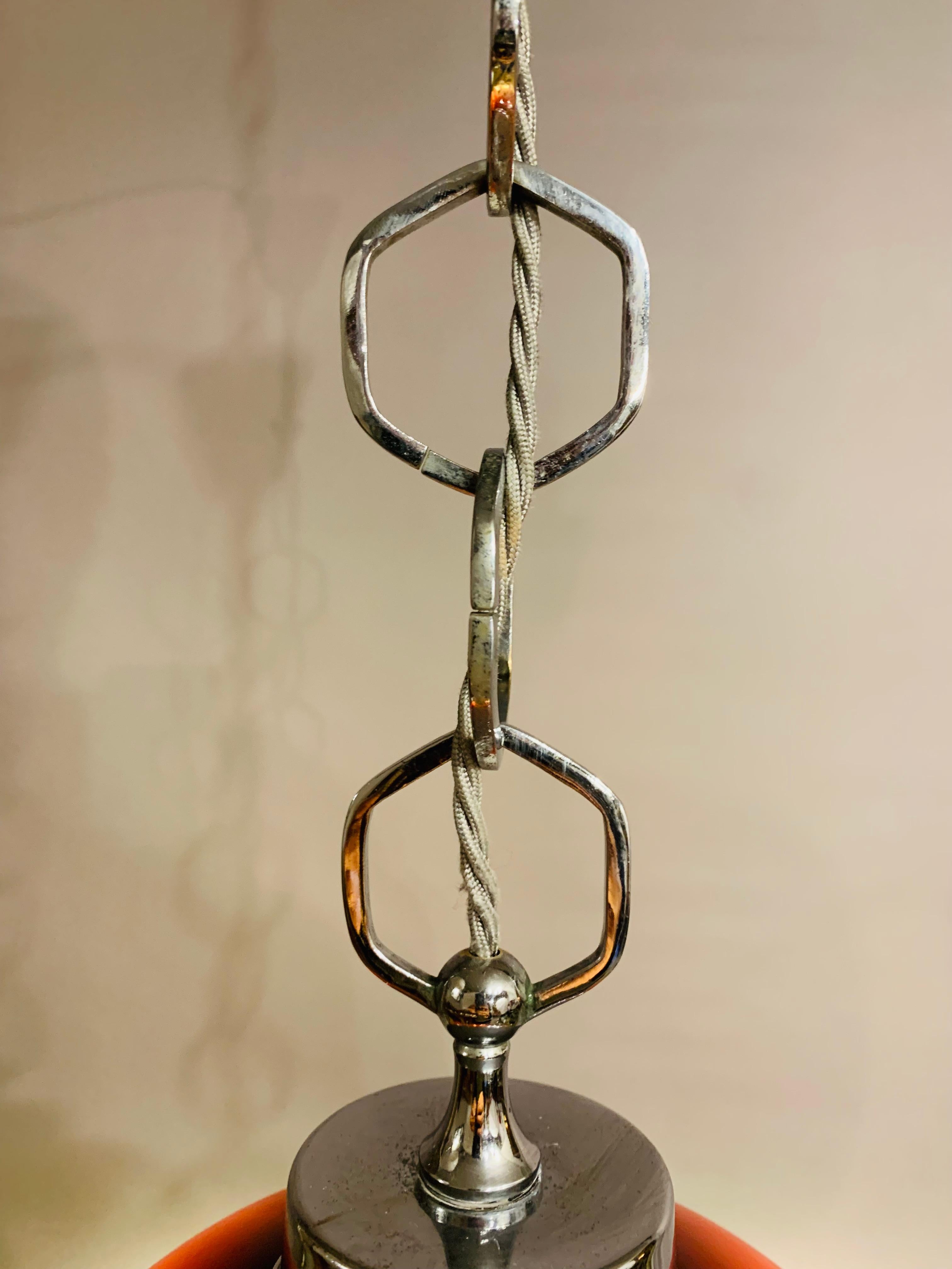 Italienische mundgeblasene Murano-Hngelampe aus den 1970er Jahren in Taupe und Braun aus Glas und Chrom im Angebot 3