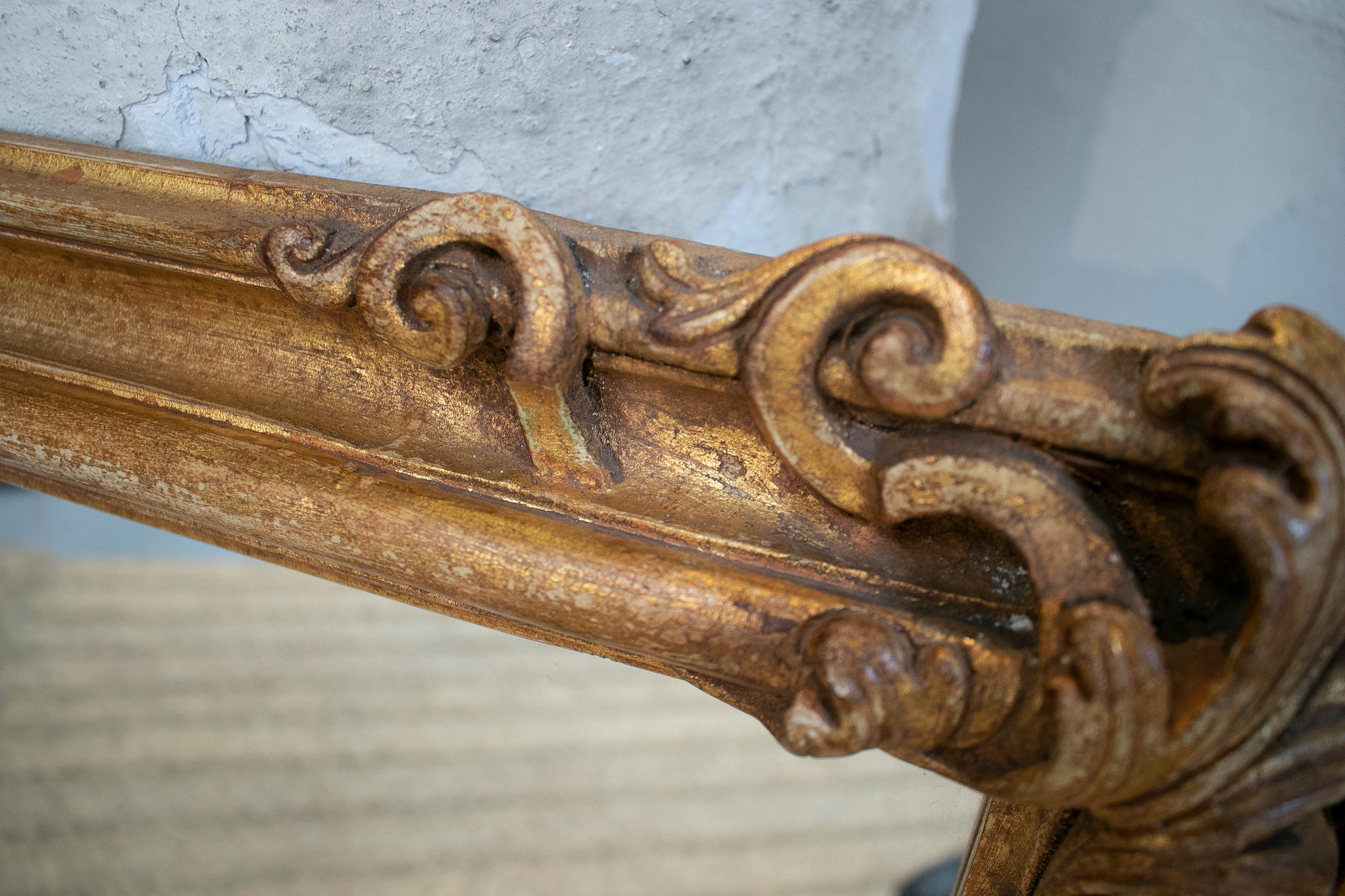 1970s Italian Hand Carved Baroque Wooden Mirror 4