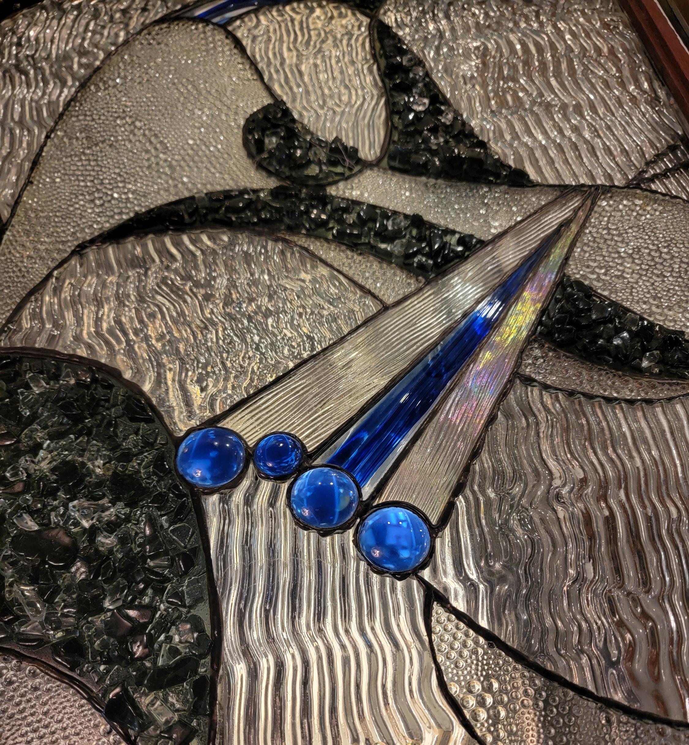 1970er Jahre Italienische Hand Made Art Noveau Glas und Lucite Kunst Panel im Angebot 3
