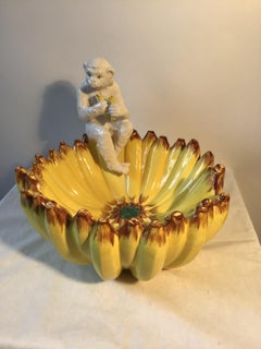 1970s Italian Hand Painted Ceramic Monkey Bowl