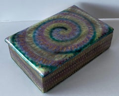 1970s Italian Hand Painted Tie Dye Pattern Ceramic Box