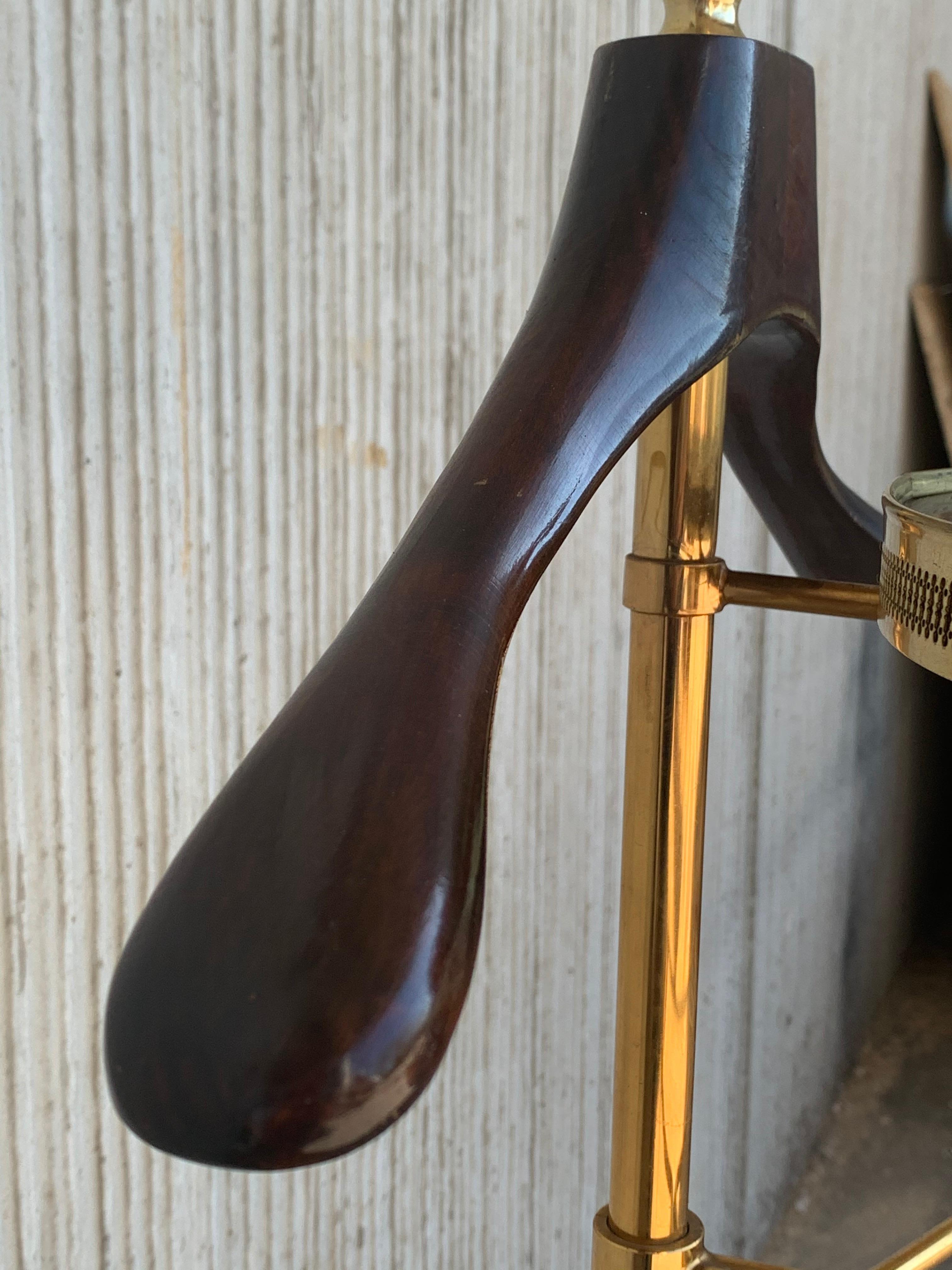 1970s Italian Hollywood Regency Brass and Wood Valet Stand Dressboy 6