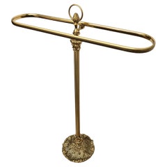 1970s Italian Hollywood Regency Golden Brass Towel Rack Rail
