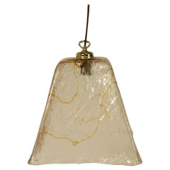 Vintage 1970s Italian Icicle Glass Fixture with Amber Streaks