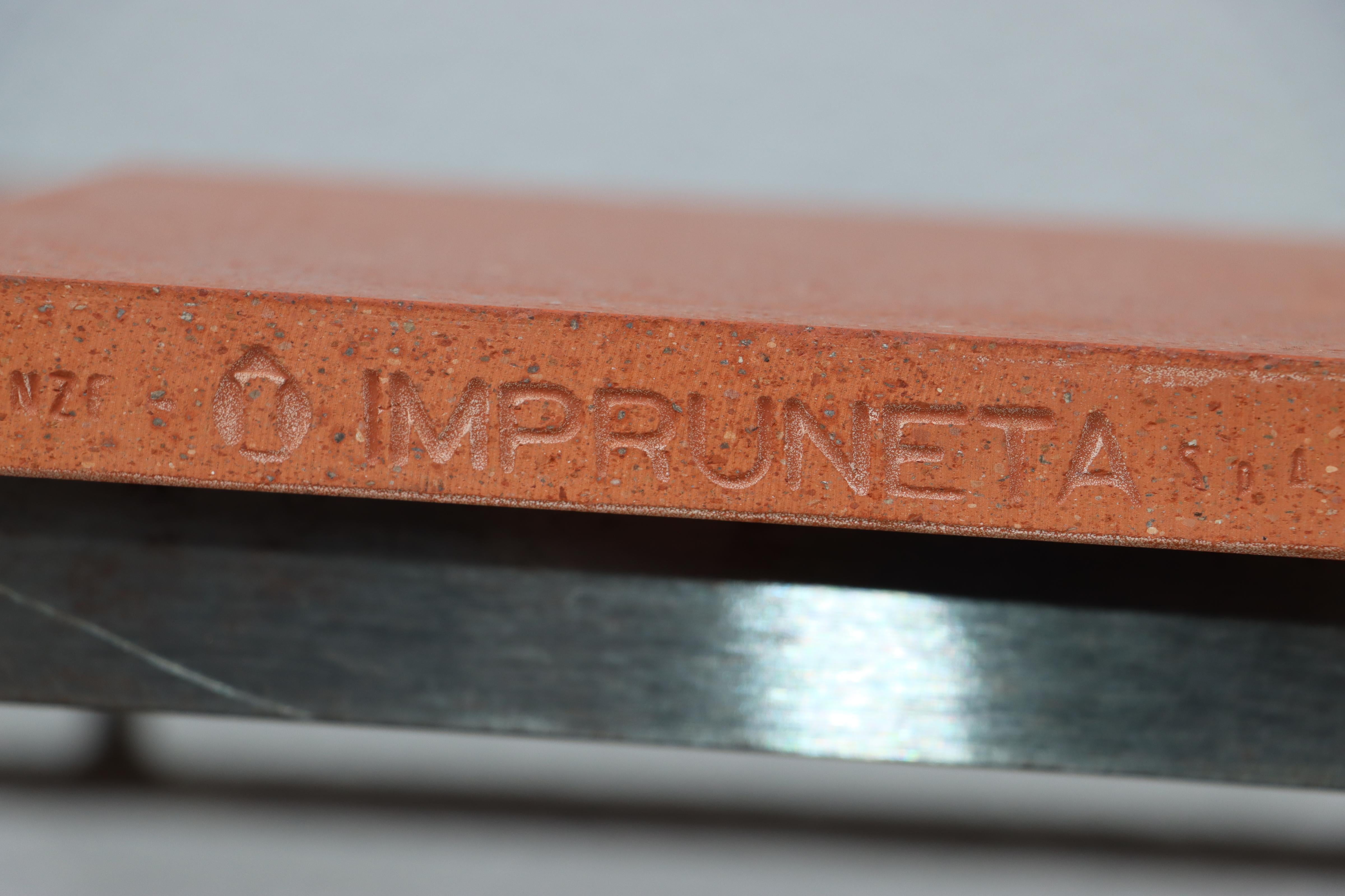 Italienischer Konsolentisch aus Eisen aus den 1970er Jahren mit Impruneta-Terrakotta-Flieseneinsätzen im Angebot 15