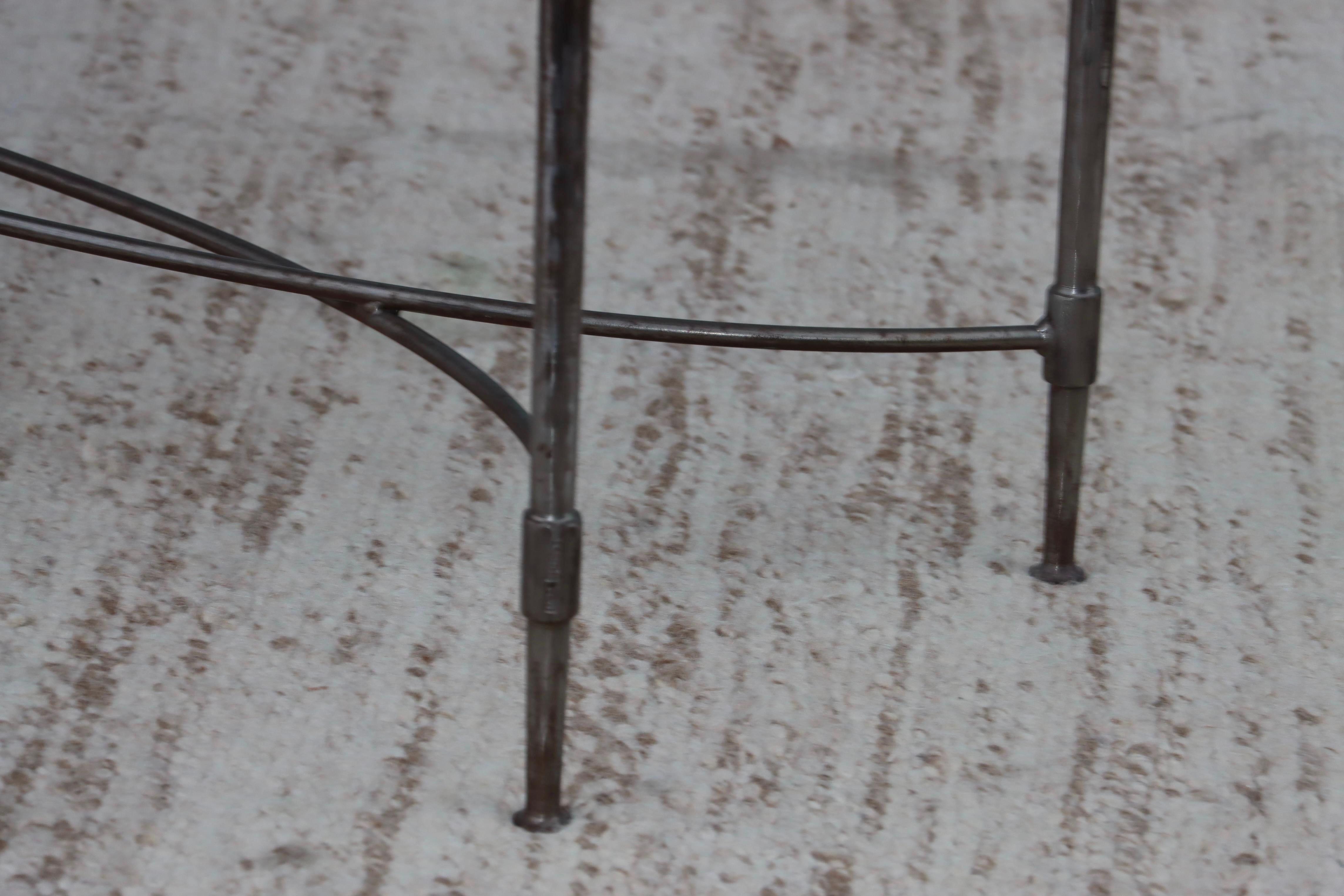 1970's Italian Iron Console Table with Impruneta Terracotta Tile Inserts For Sale 1