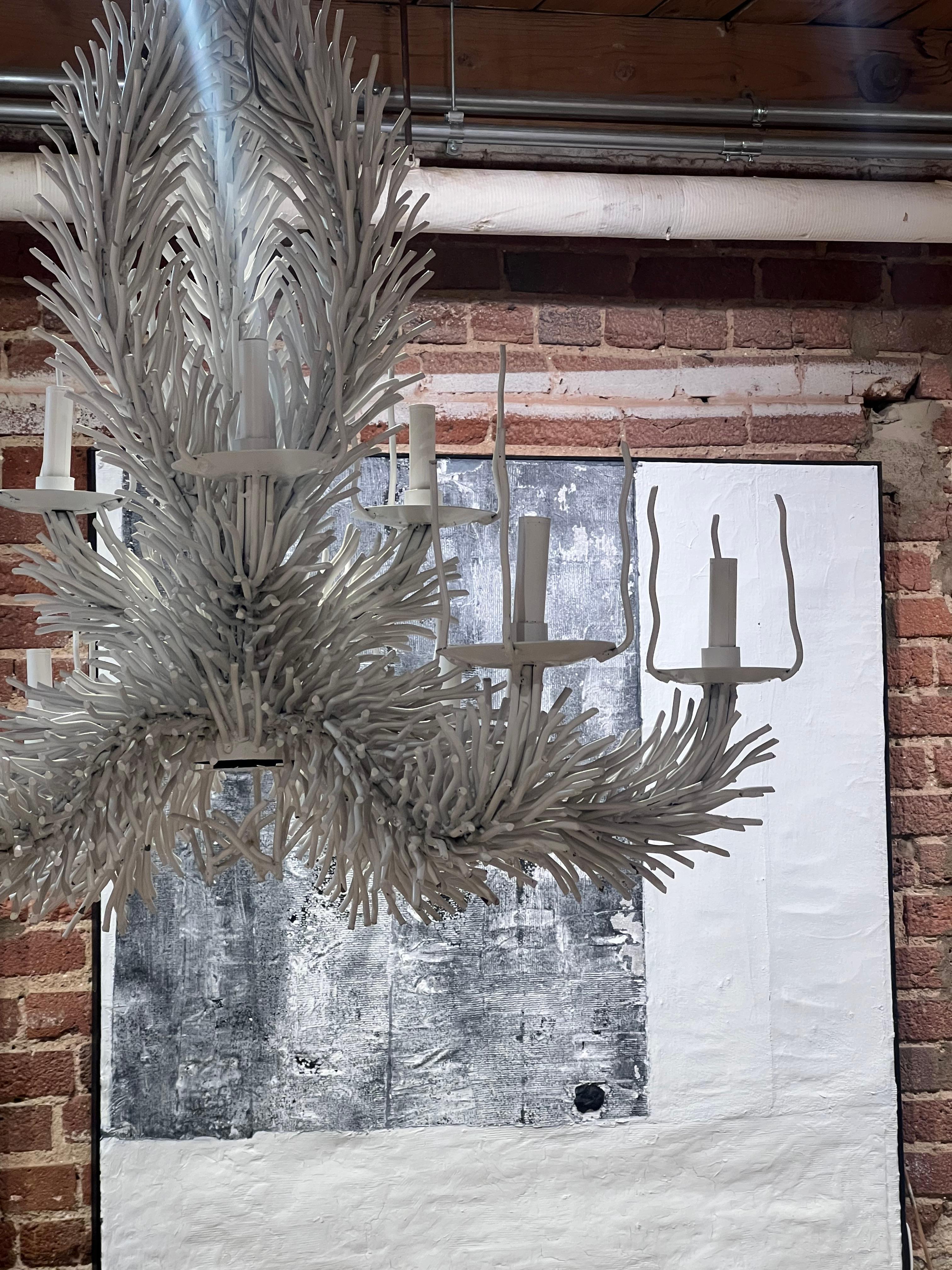 1970’s Italian iron coral chandelier  In Good Condition For Sale In Chicago, IL