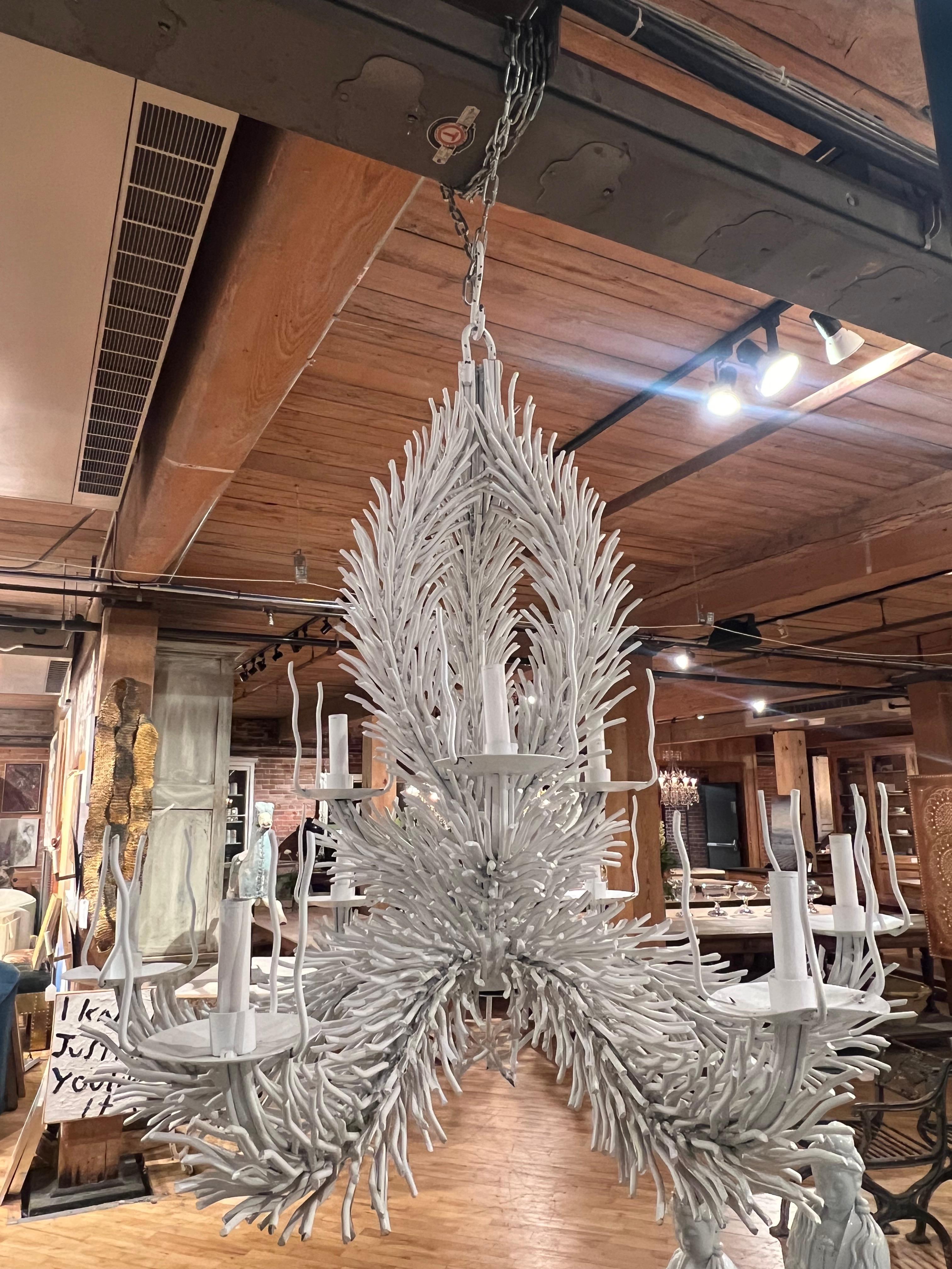 Late 20th Century 1970’s Italian iron coral chandelier  For Sale