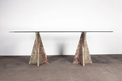 1970s Italian Vivid Green Onyx Marble & Glass Dining Table, Mangiarotti Style