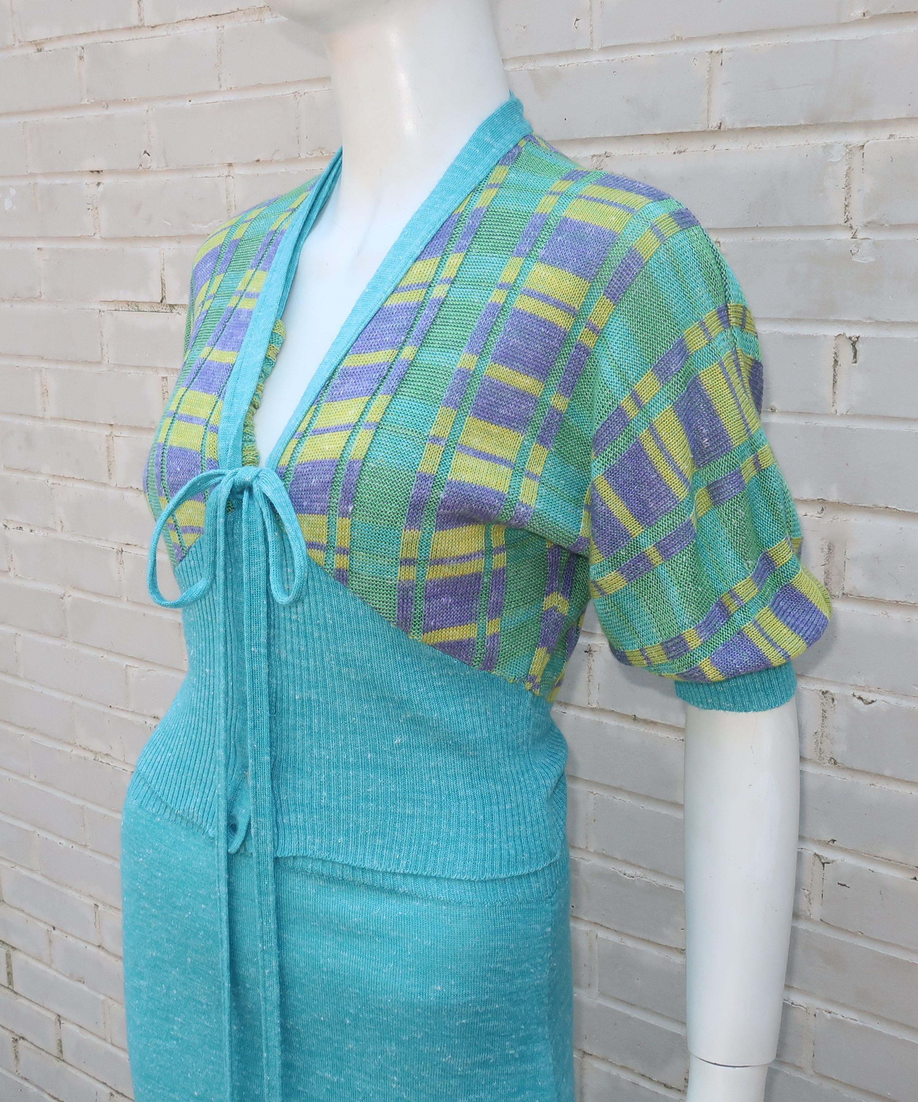 1970's Italian Knit Halter Maxi Dress & Jacket 4