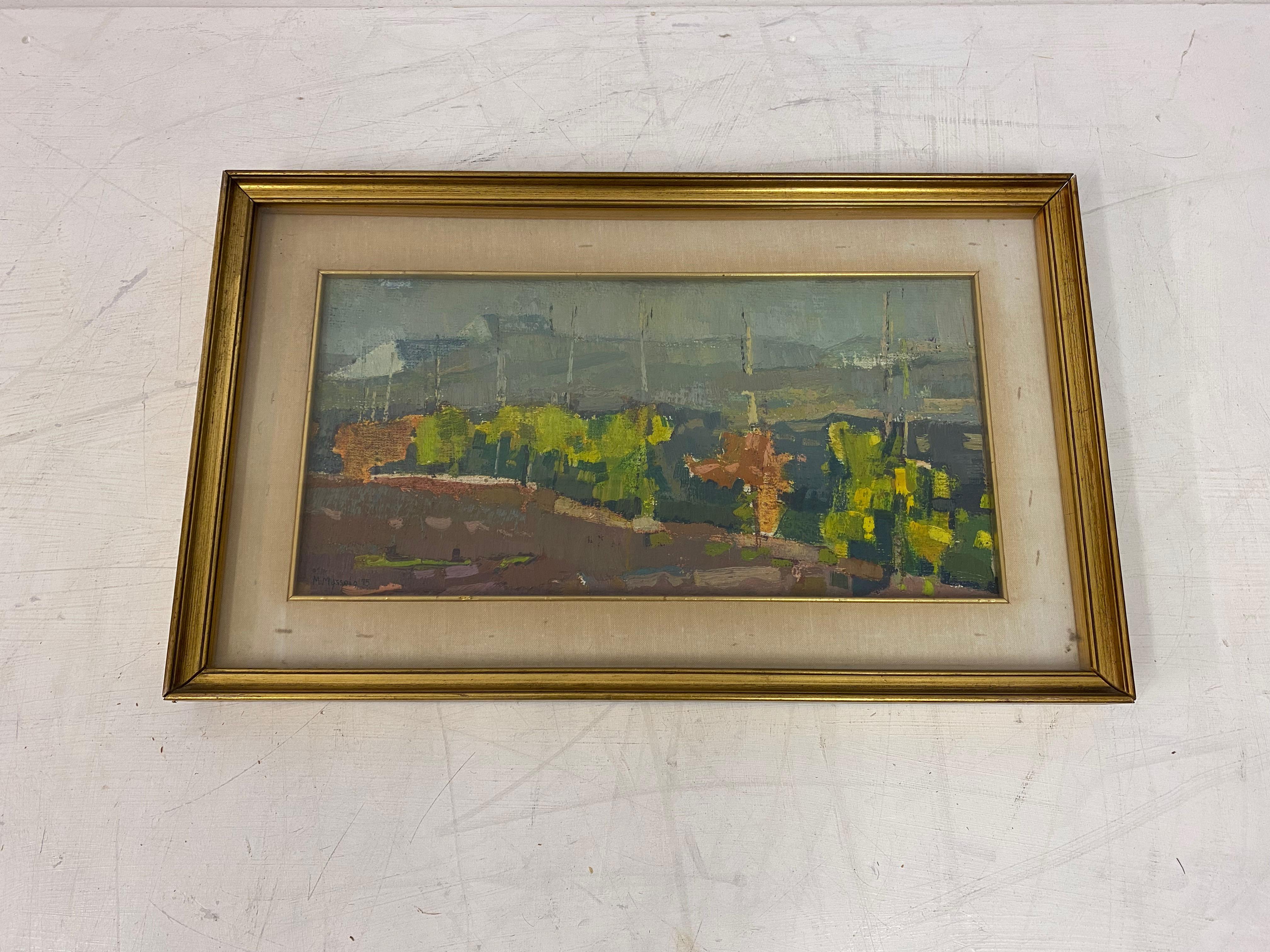 Landscape painting.

Framed and glazed.

Signed and dated on the back.

Italy 1975.