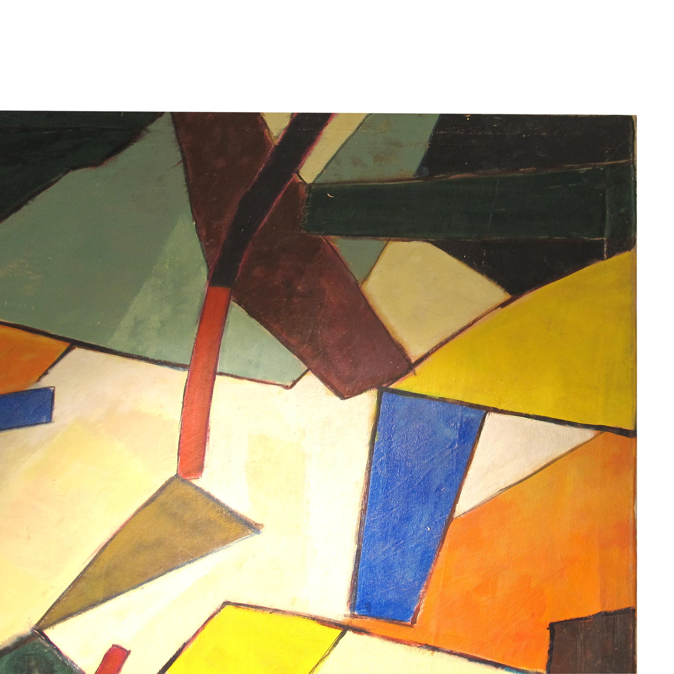 Olio su tela astratto geometrico di grandi dimensioni degli anni '70 in Italia In condizioni buone in vendita a London, GB