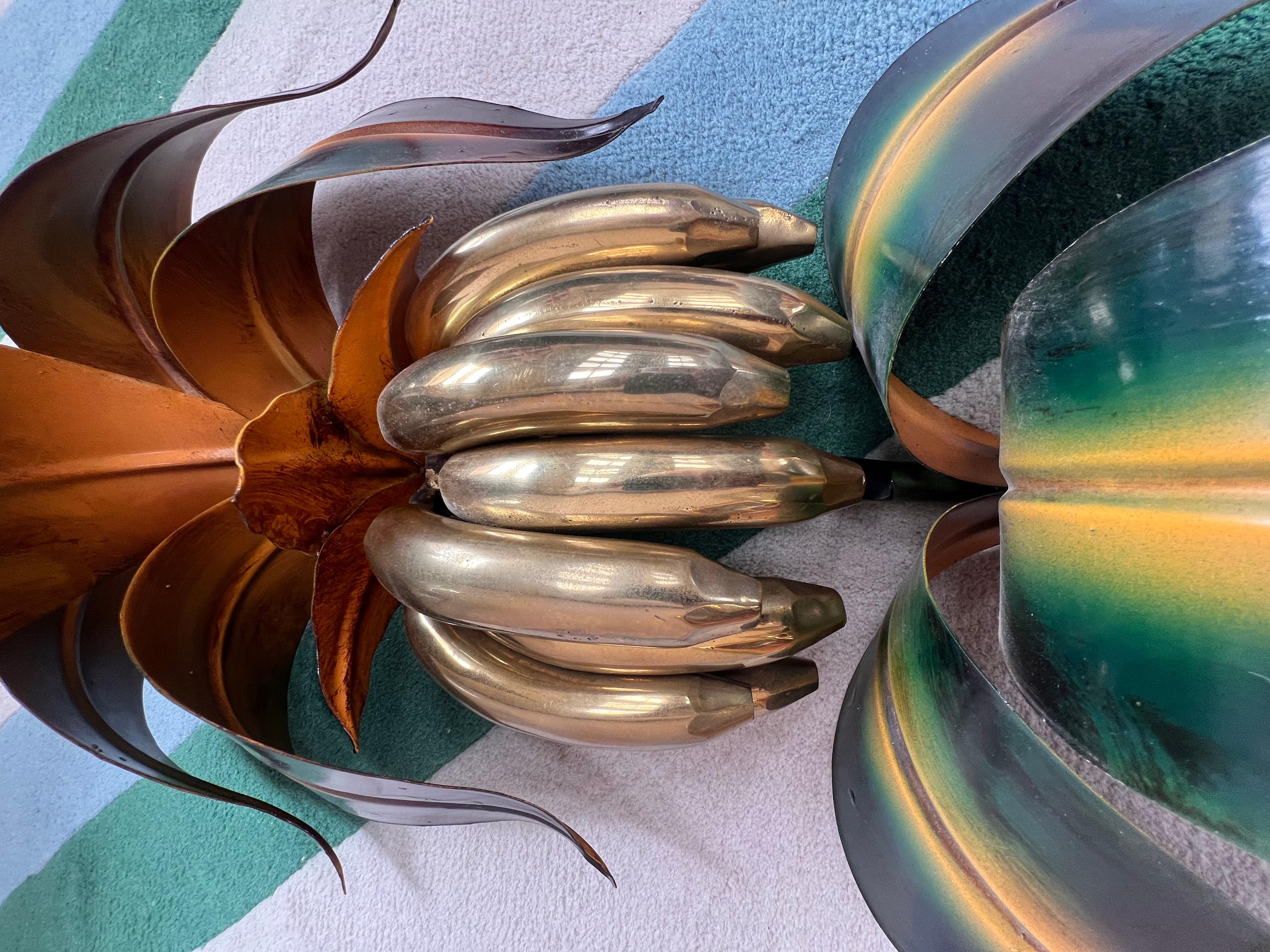 20th Century 1970s Italian Large banana leaf/ palm wall light