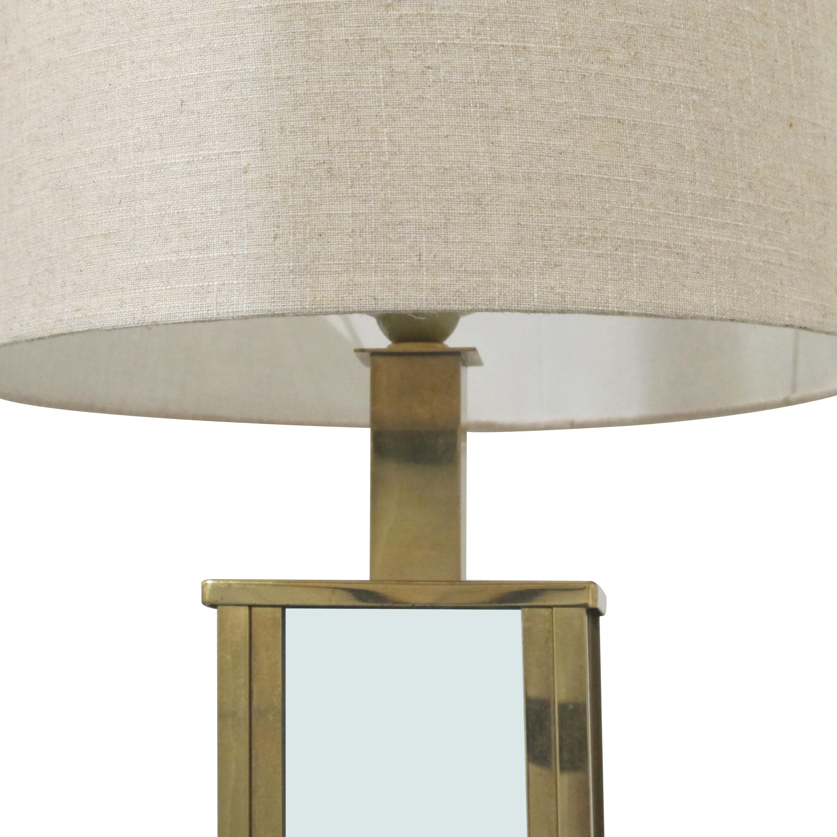 Late 20th Century 1970s Italian Large Pair of Brass and Mirrored Table Lamps For Sale