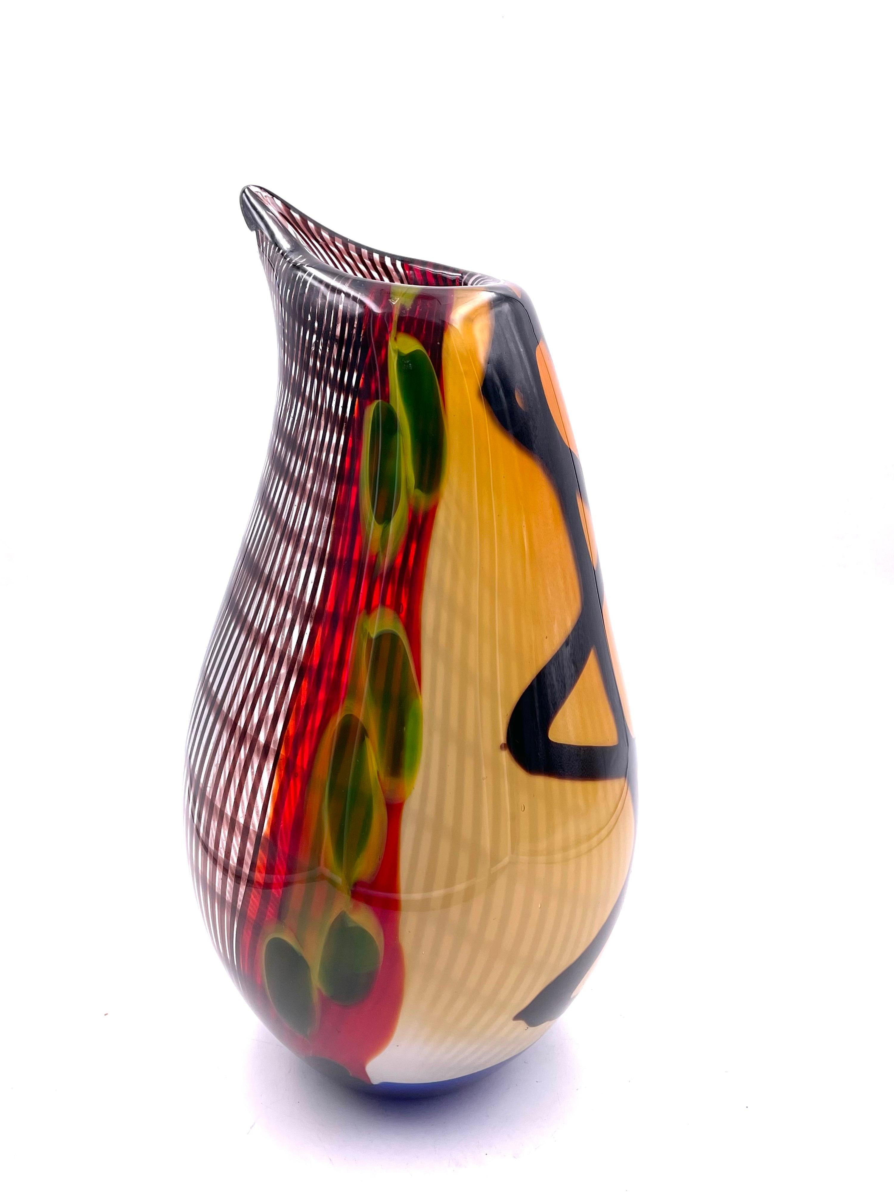 Mid-Century Modern 1970s Italian Large Seguso Murano Sommerso Organic Glass Teardrop Vase