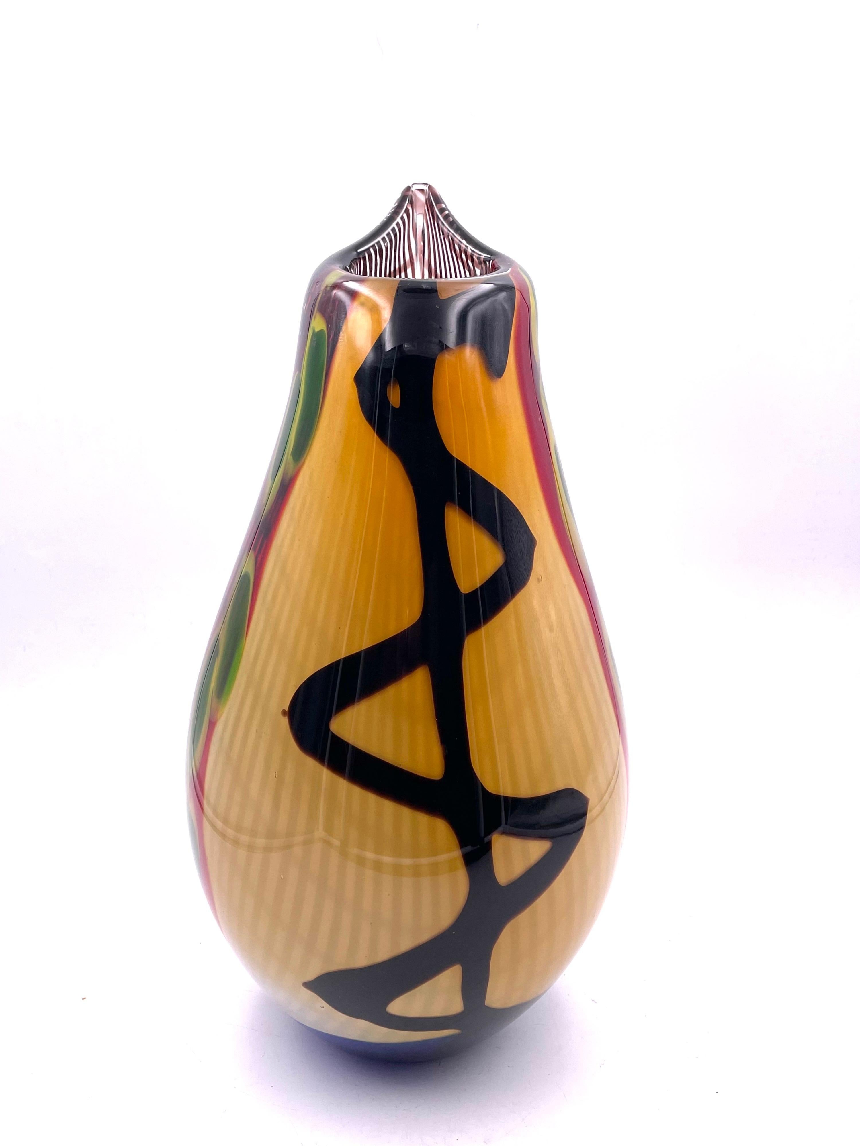 1970s Italian Large Seguso Murano Sommerso Organic Glass Teardrop Vase In Excellent Condition In San Diego, CA